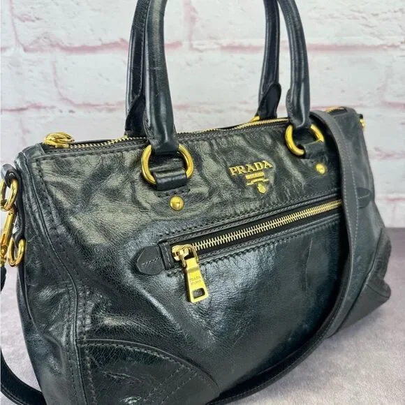 Prada Vitello Shine Leather East West Bauletto Bag - Picture 2 of 16